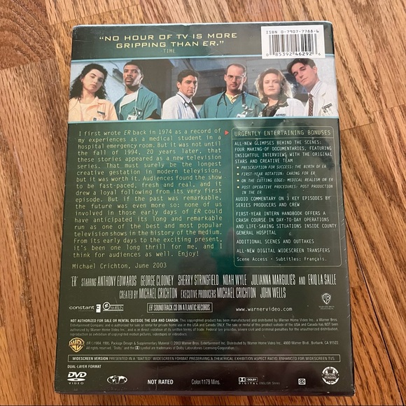 NWT ER TV Series DVD Set (Complete 1st Season) - Picture 5 of 6
